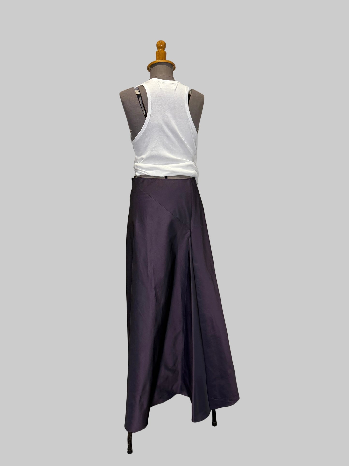 Calvin Klein Collection Asymmetrical FW 1999 Purple Silk Skirt