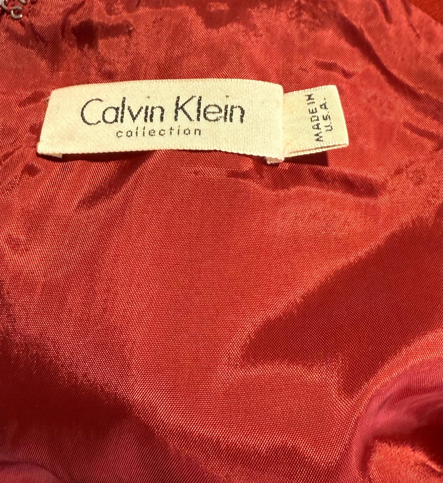 Calvin Klein Collection Early 1990s Wool Red Skirt Suit, made in USA