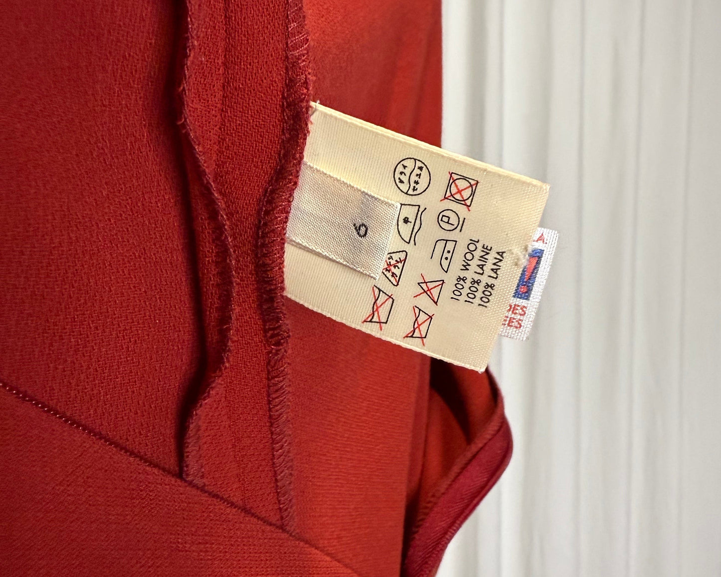 Calvin Klein Collection Early 1990s Wool Red Skirt Suit, made in USA