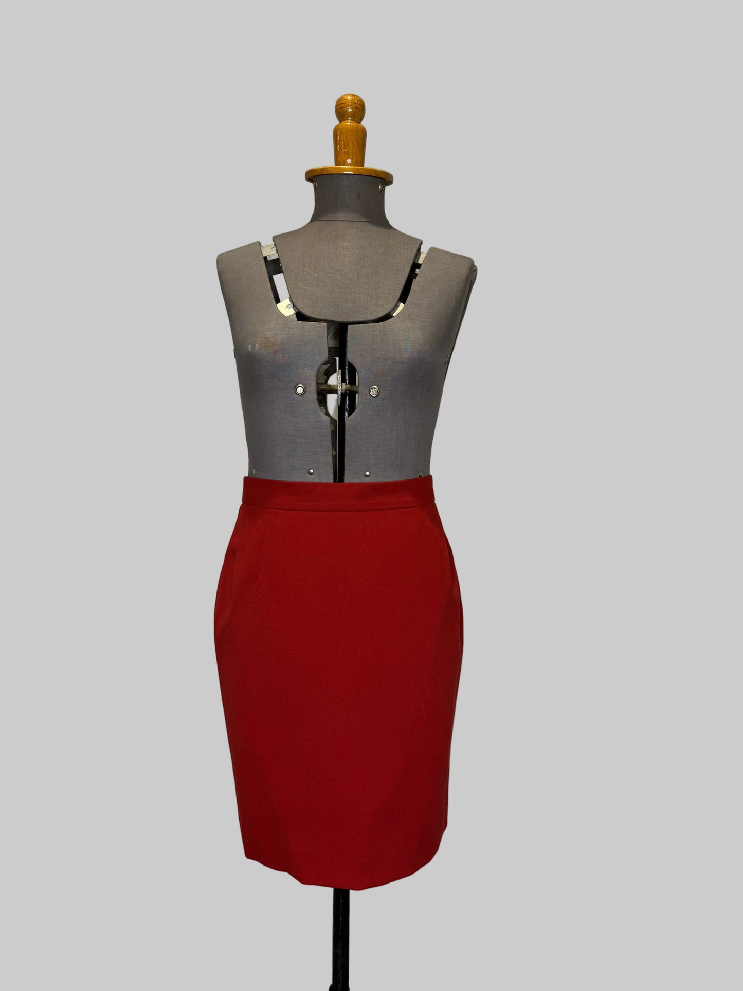 Calvin Klein Collection Early 1990s Wool Red Skirt Suit, made in USA