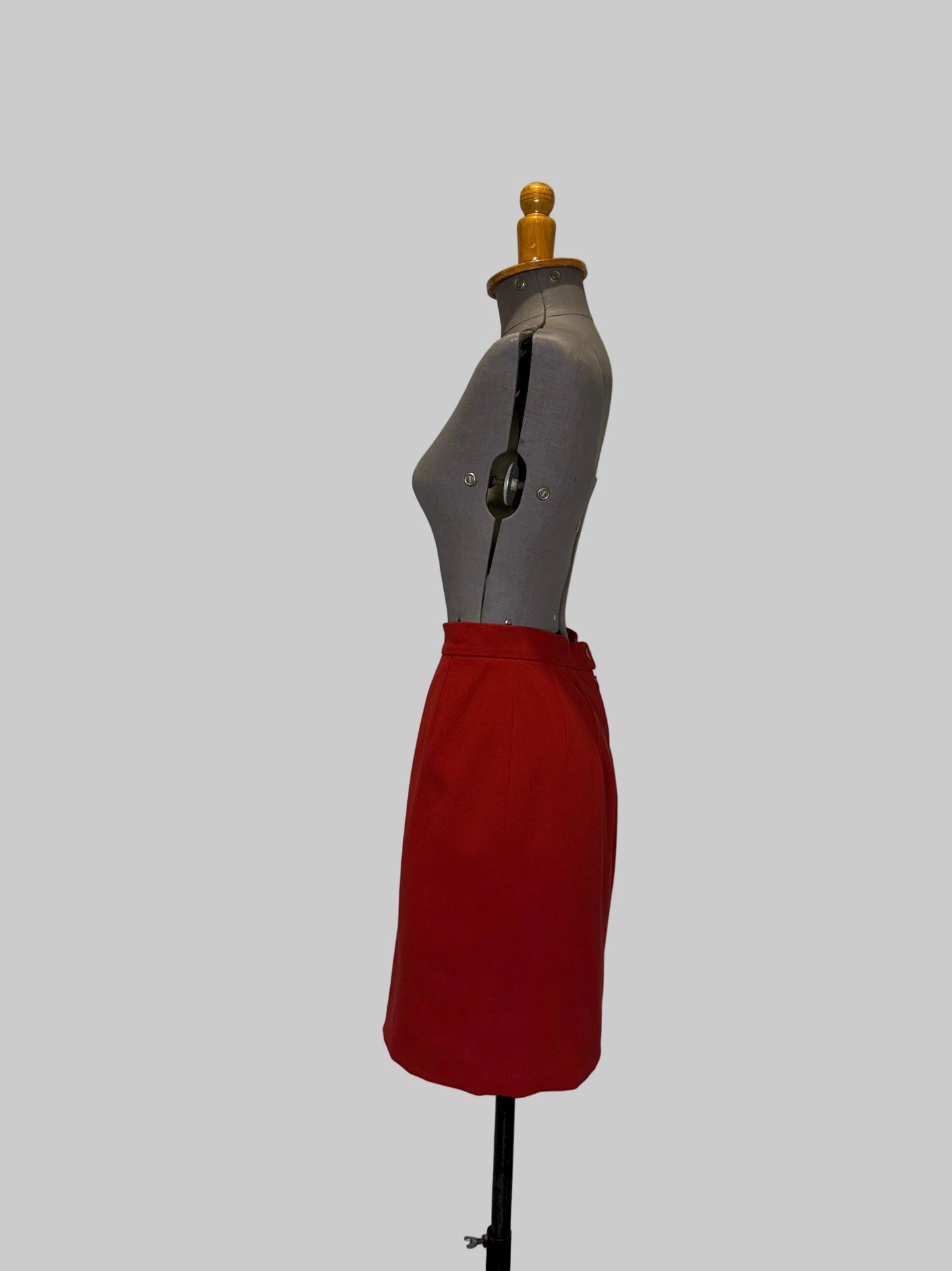 Calvin Klein Collection Early 1990s Wool Red Skirt Suit, made in USA