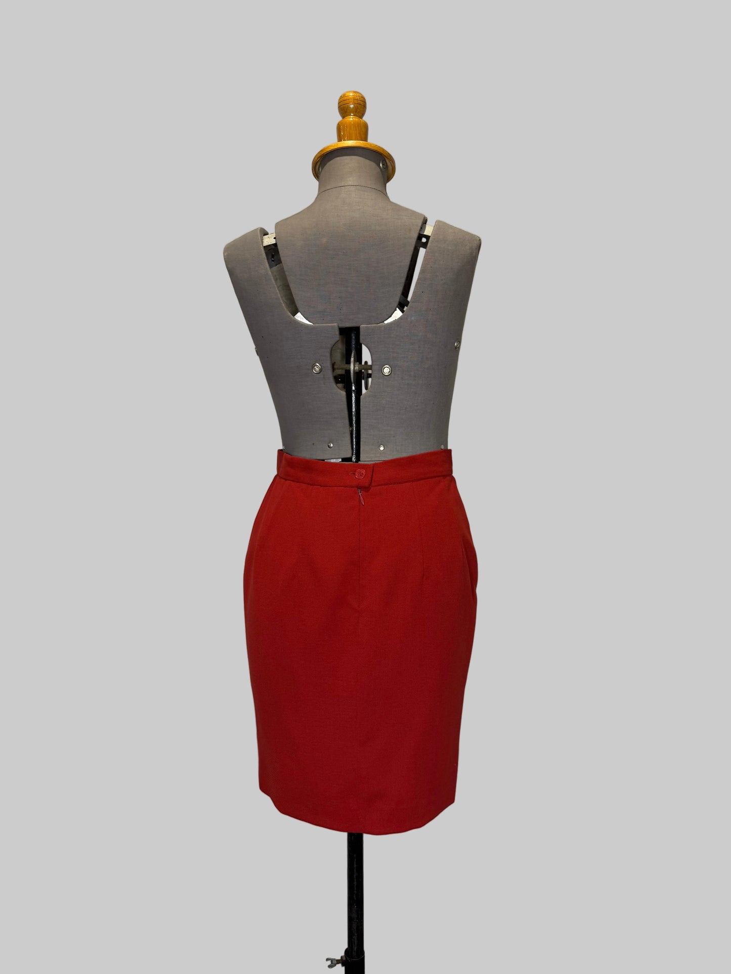 Calvin Klein Collection Early 1990s Wool Red Skirt Suit, made in USA