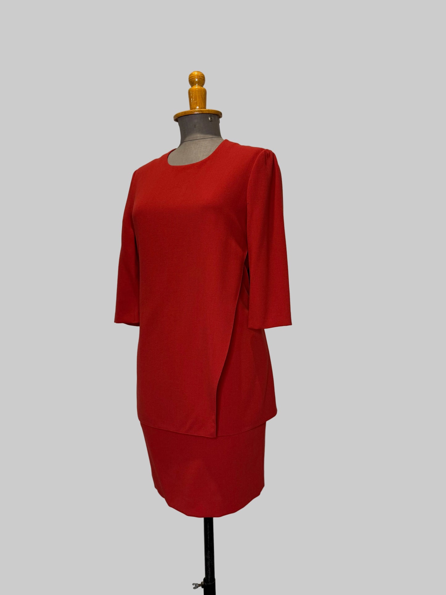 Calvin Klein Collection Early 1990s Wool Red Skirt Suit, made in USA
