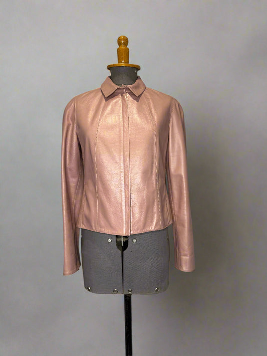 Calvin Klein Collection early 2000s Pink Leather Jacket