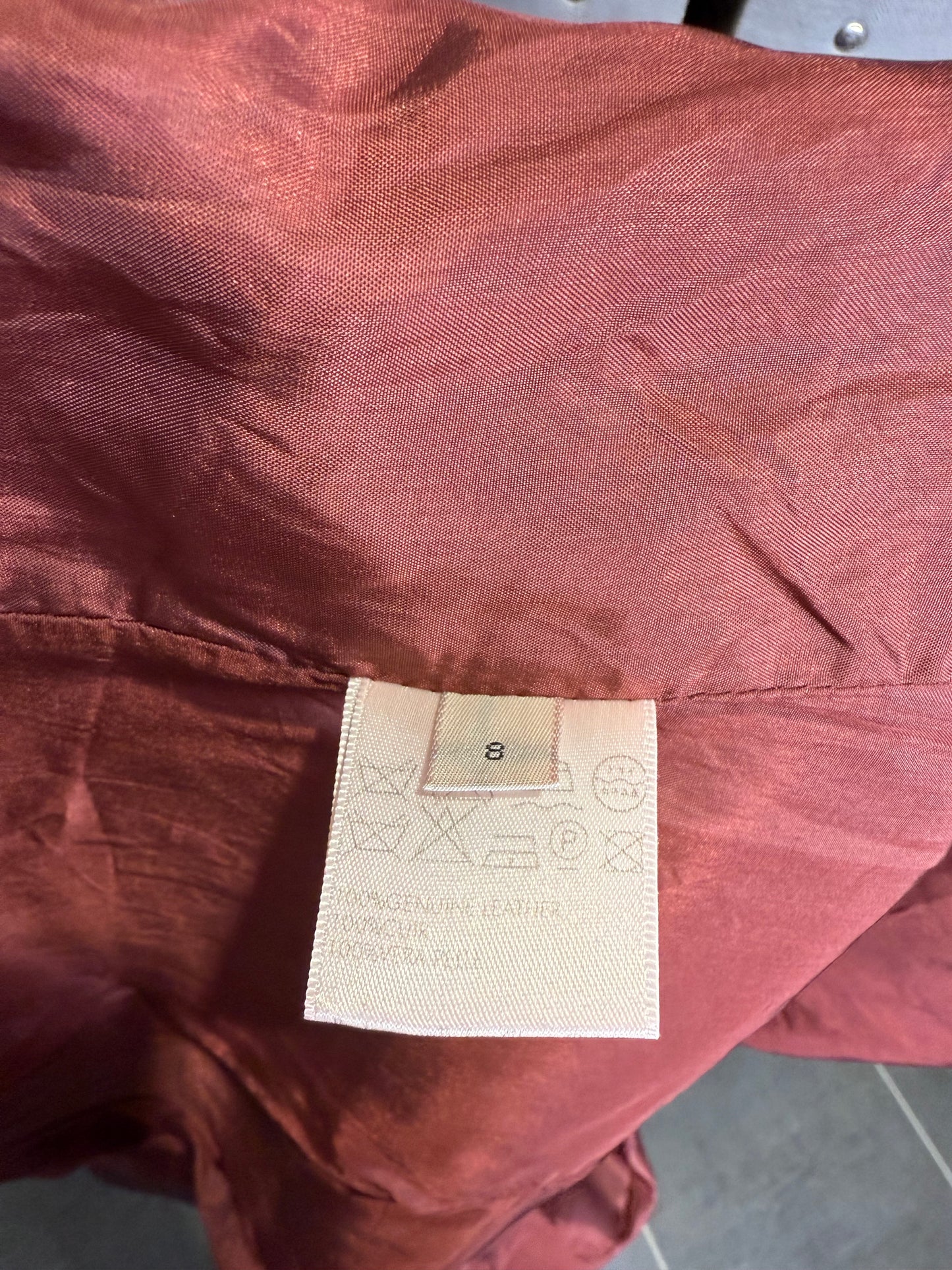 Calvin Klein Collection F/W 2000 Runway Burgundy Leather Jacket with Fur Collar