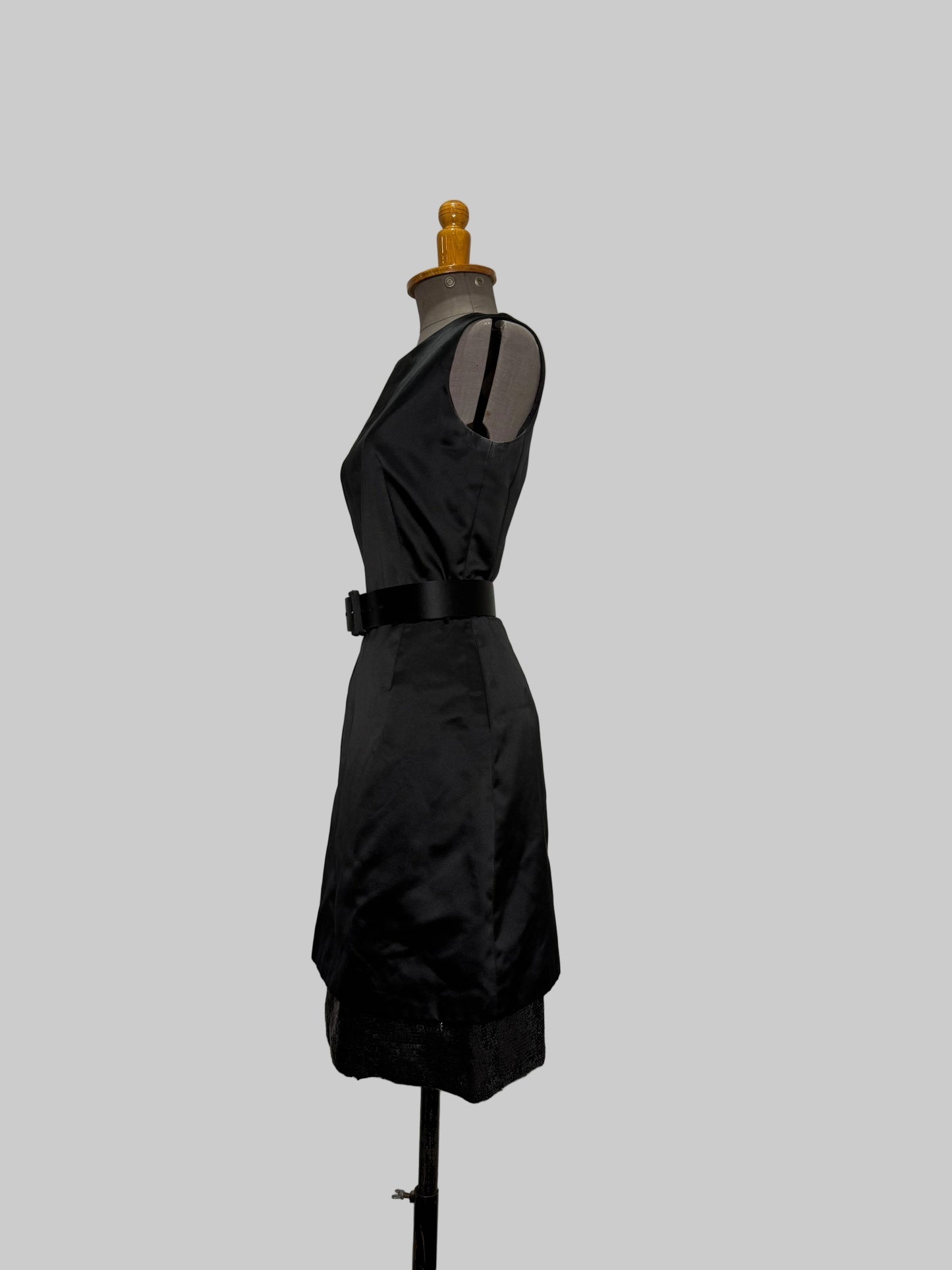 Calvin Klein Collection F/W 1995 Silk Belted Dress with Sequin Underskirt