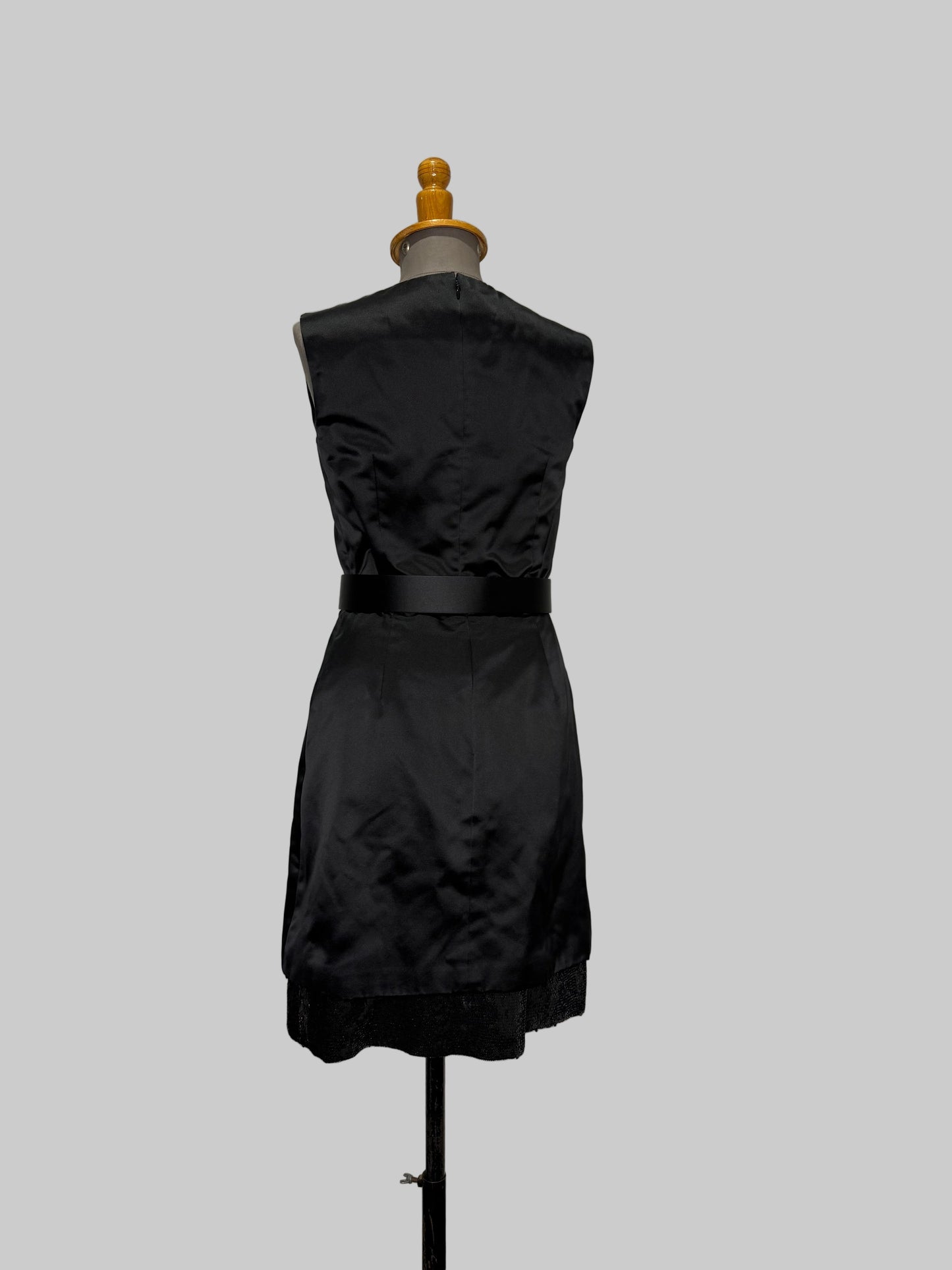 Calvin Klein Collection F/W 1995 Silk Belted Dress with Sequin Underskirt