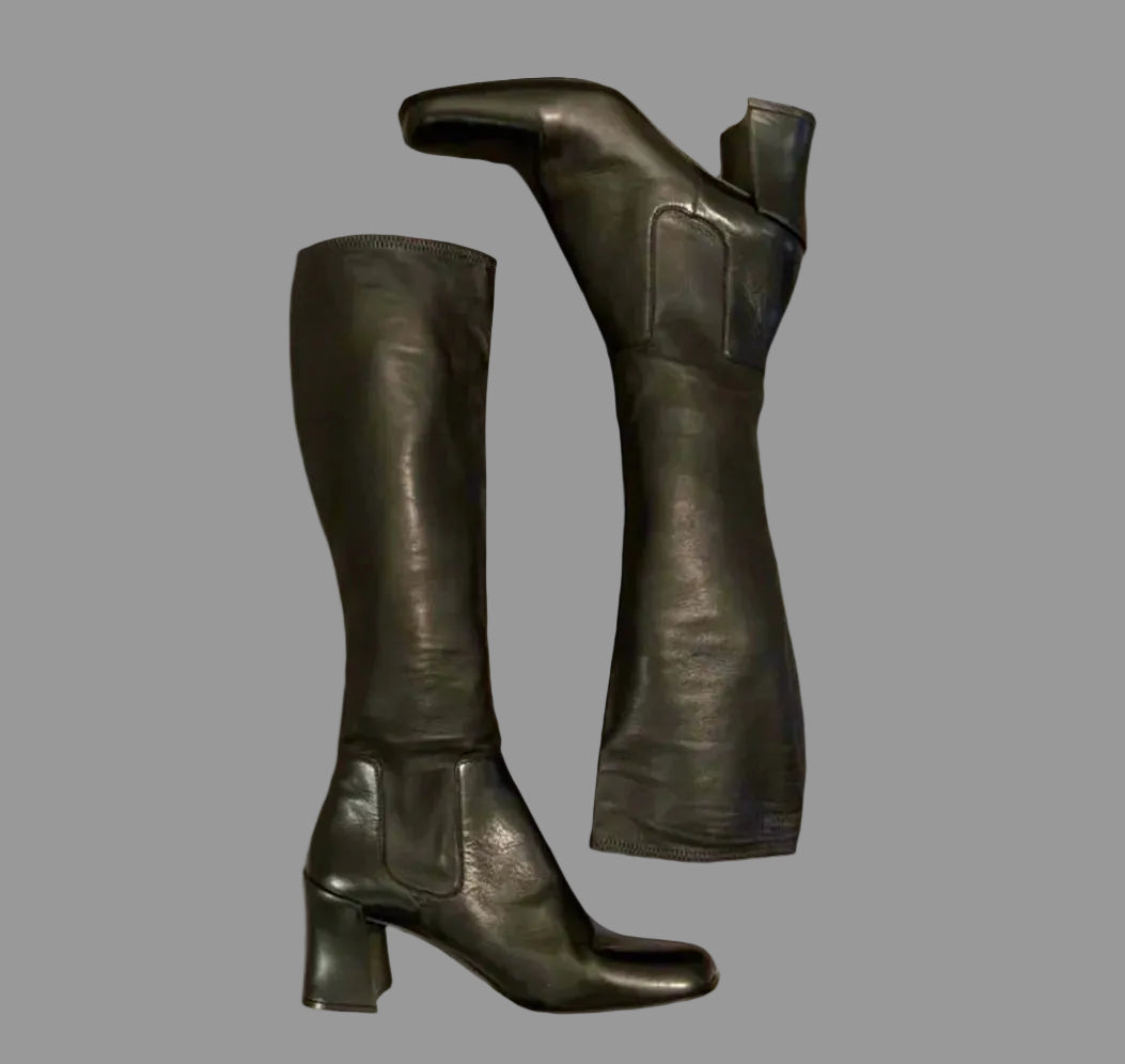 Prada black boots as seen on Carolyn Bessette Kennedy