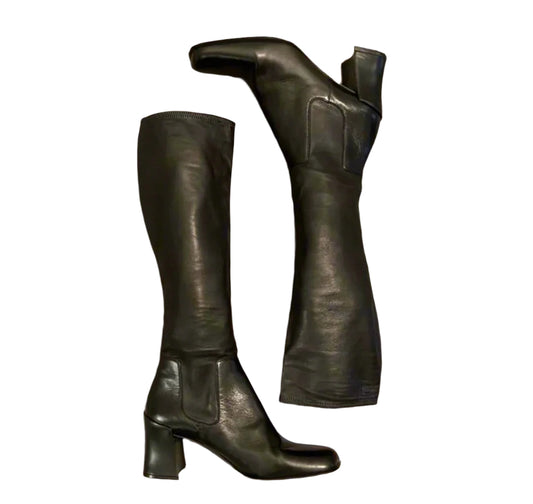 Prada black boots as seen on Carolyn Bessette Kennedy