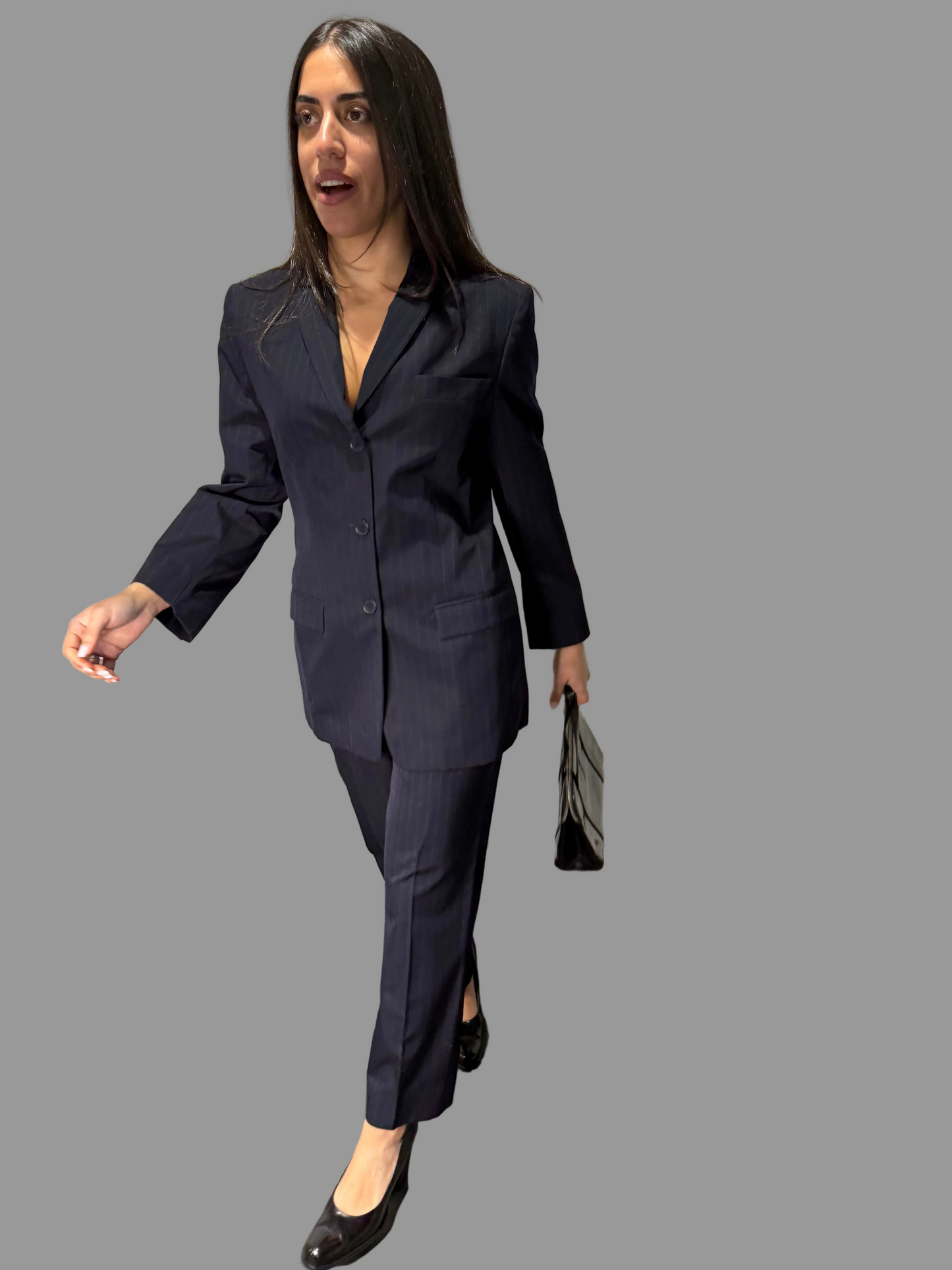 Calvin Klein Collection c.1996 Pinstripe Navy Pantsuit