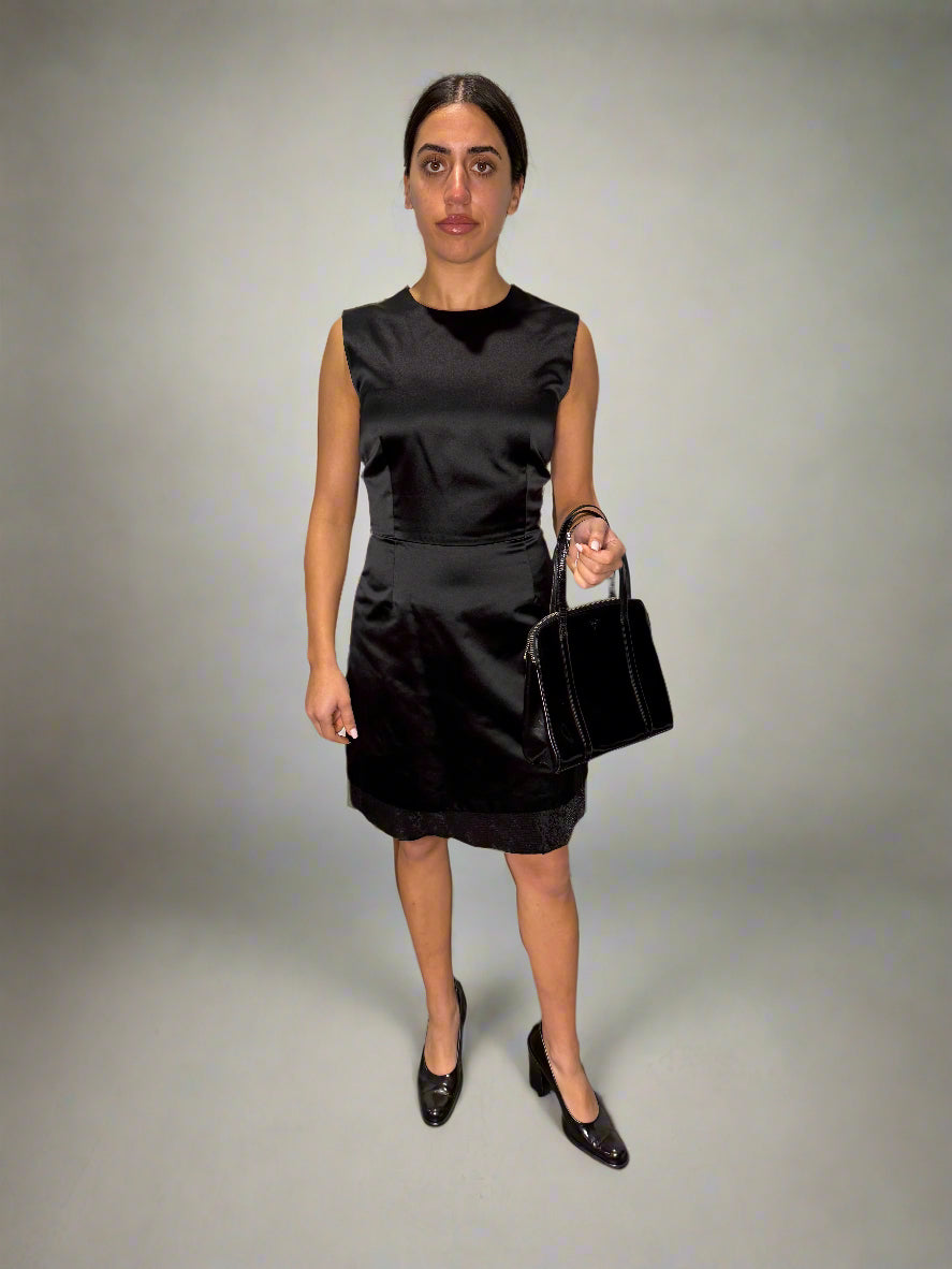 Calvin Klein Collection F/W 1995 Silk Belted Dress with Sequin Underskirt