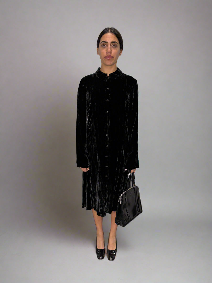 Calvin Klein Collection Late 1994 Rayon/Silk Black Dress