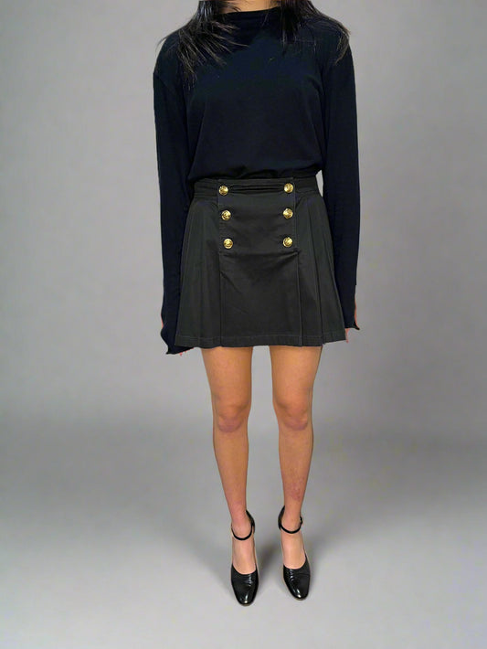 Gucci 2012 Black Pleated Skirt With Gold Buttons