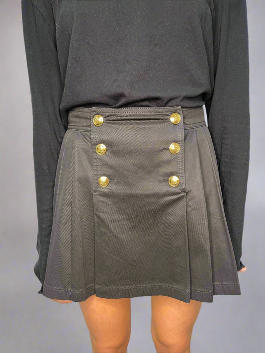 Gucci 2012 Black Pleated Skirt With Gold Buttons