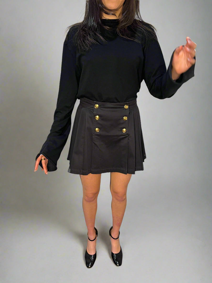 Gucci 2012 Black Pleated Skirt With Gold Buttons