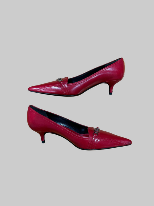 Valentino Garavani red pointed pumps, c. late 1990s, 39 (deadstock)