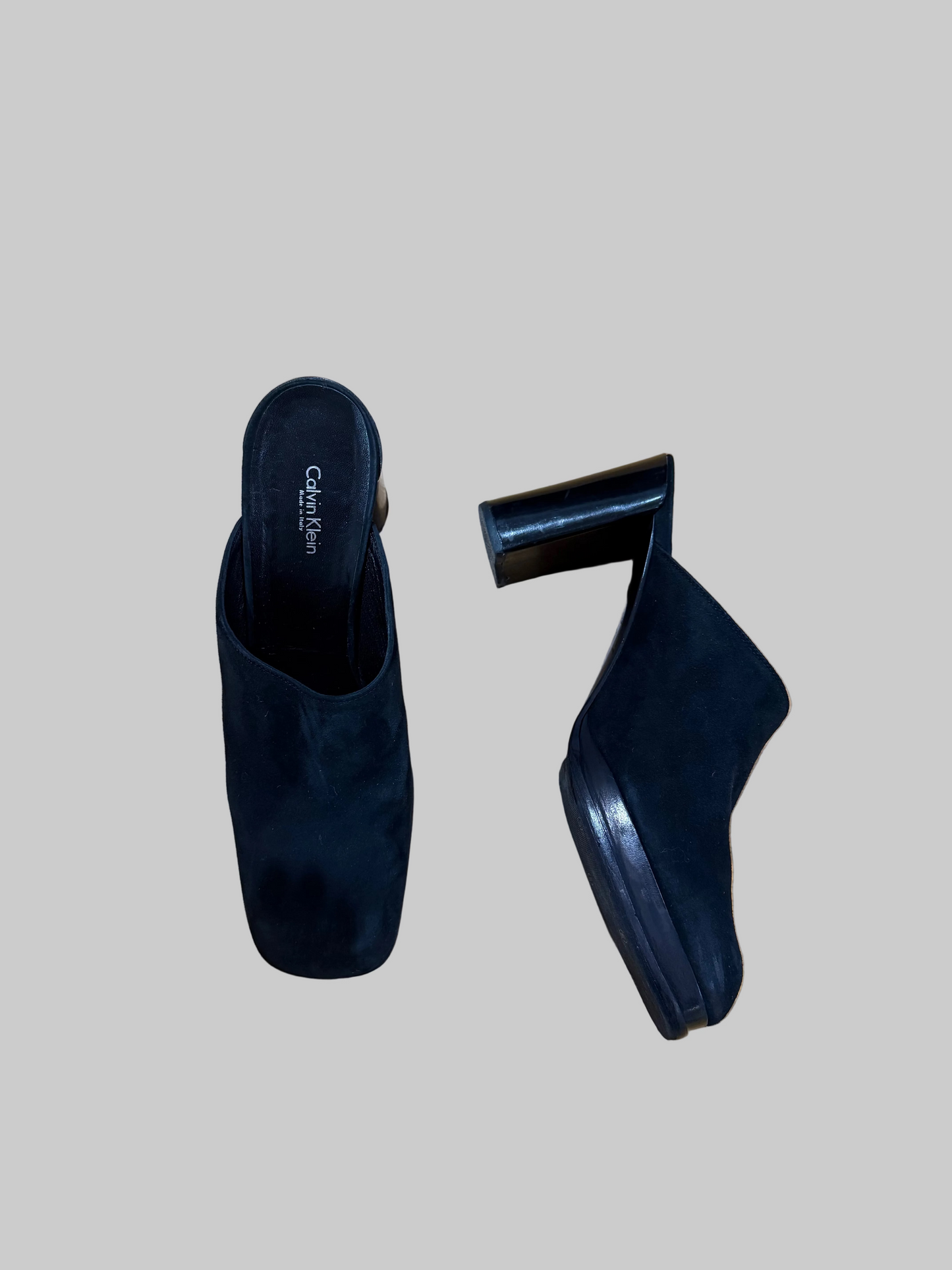Calvin Klein Collection 1990s Suede Leather Mules, 10