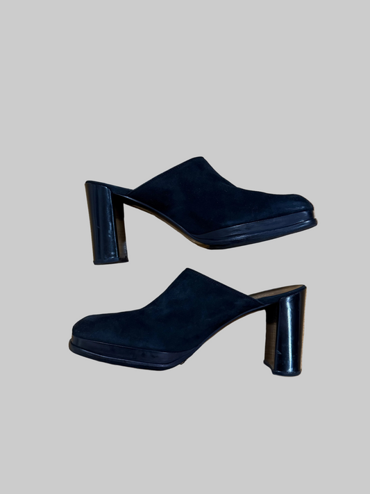 Calvin Klein Collection 1990s Suede Leather Mules, 10