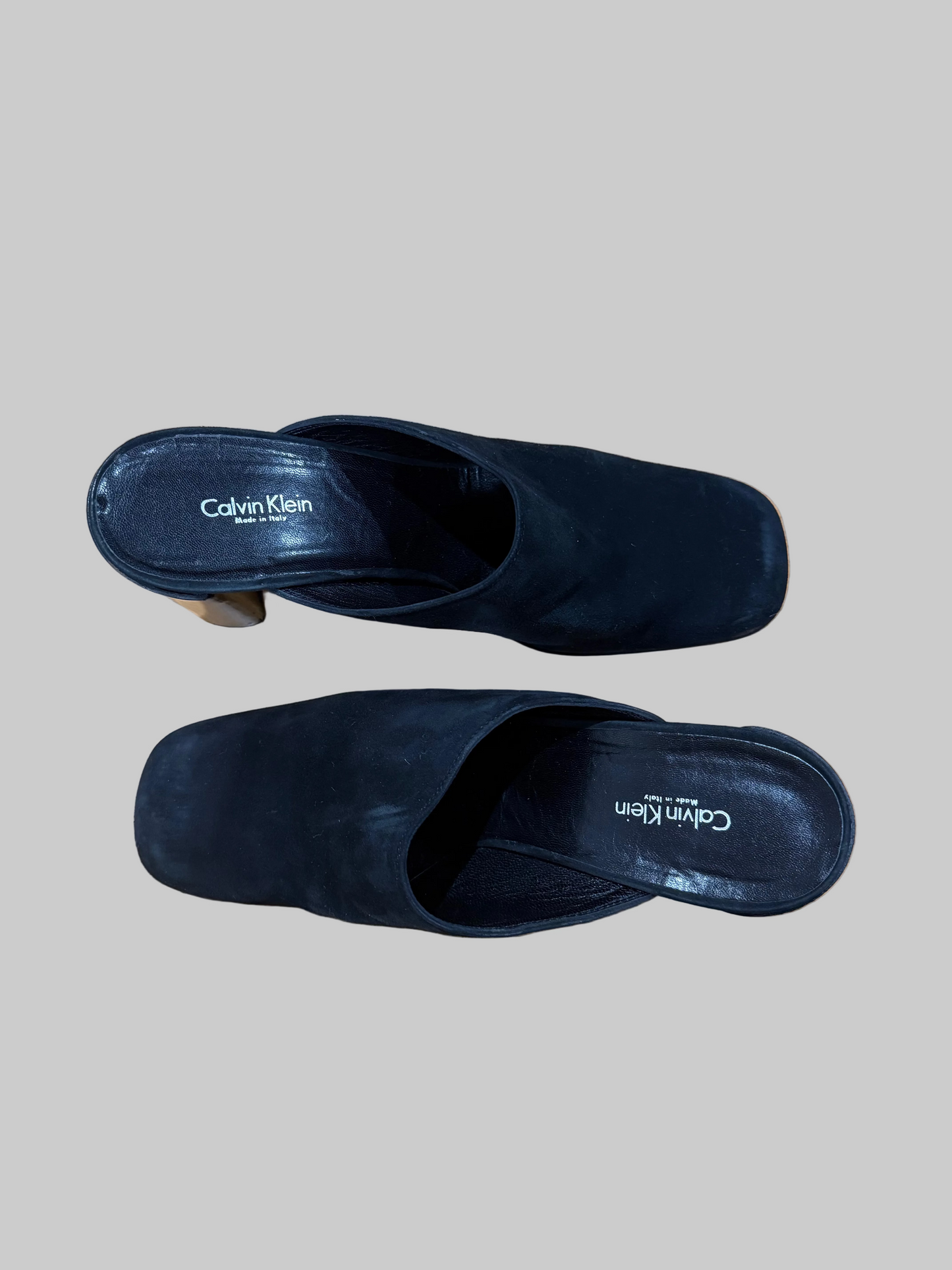 Calvin Klein Collection 1990s Suede Leather Mules, 10