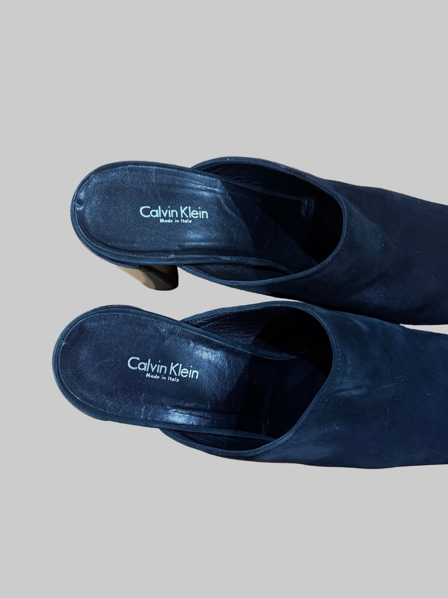 Calvin Klein Collection 1990s Suede Leather Mules, 10
