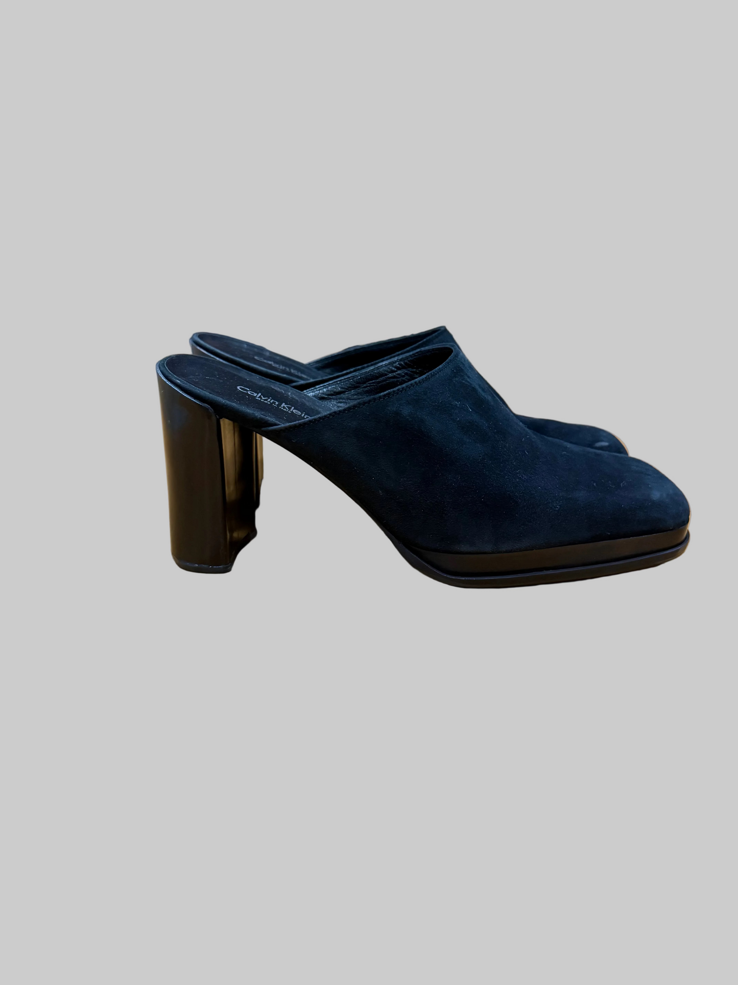 Calvin Klein Collection 1990s Suede Leather Mules, 10