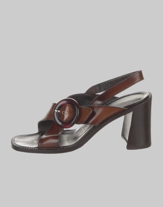 Prada SS 1996 Brown Sandals with Buckle, 39.5