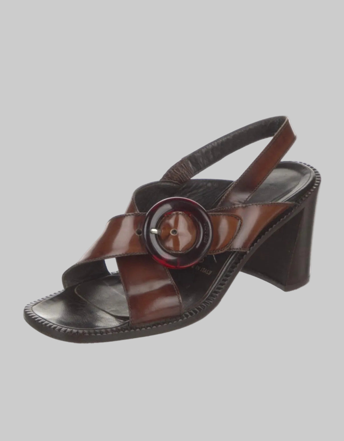 Prada SS 1996 Brown Sandals with Buckle, 39.5