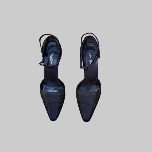 Calvin Klein Collection Brown Fabric Mary Janes, 8.5