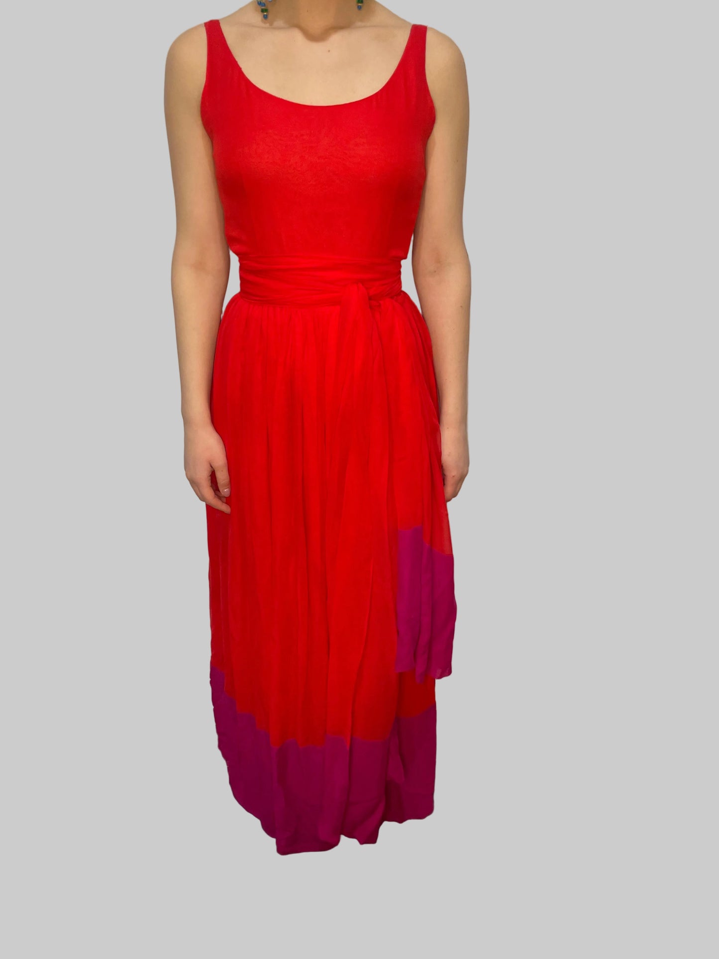 Bill Blass Red and Purple Gown, c. 1970s