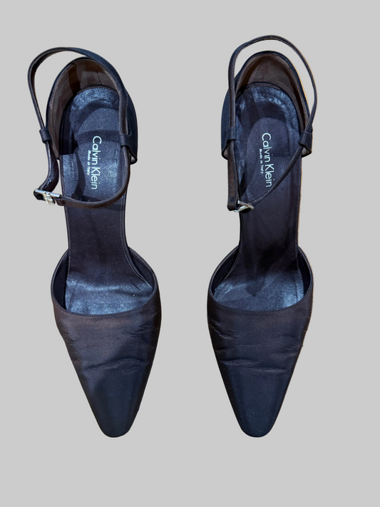 Calvin Klein Collection Brown Fabric Mary Janes, 8.5