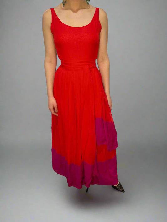 Bill Blass Red and Purple Gown, c. 1970s