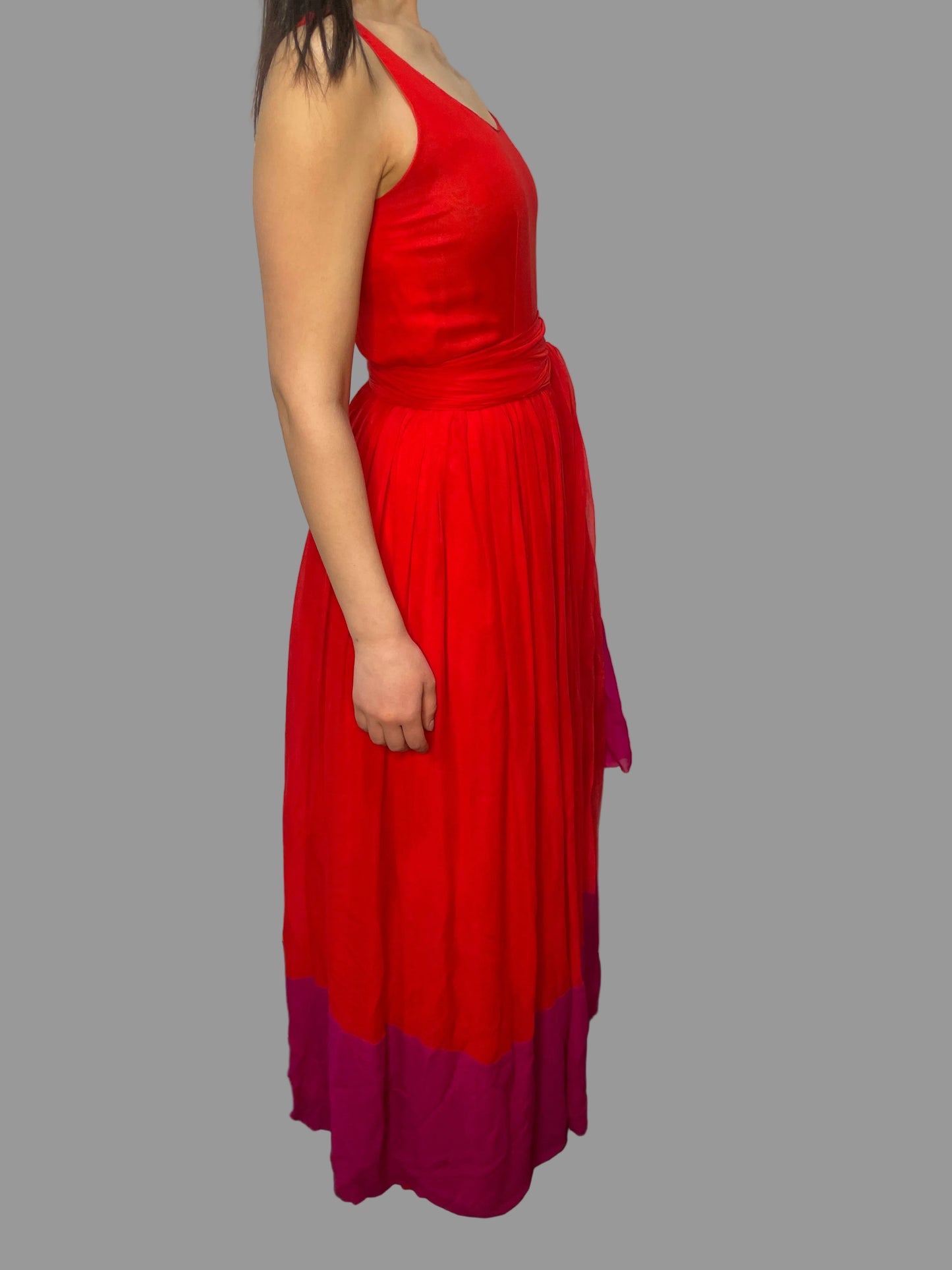 Bill Blass Red and Purple Gown, c. 1970s