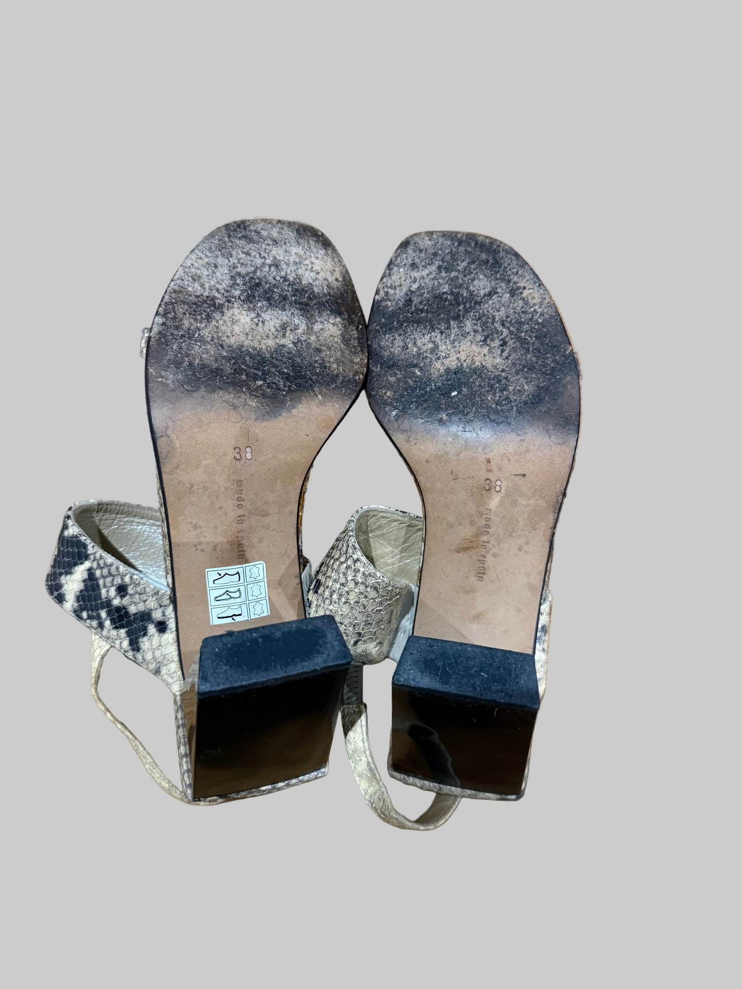 CK by Calvin Klein Snakeskin Sandals, made in Spain, 38.5