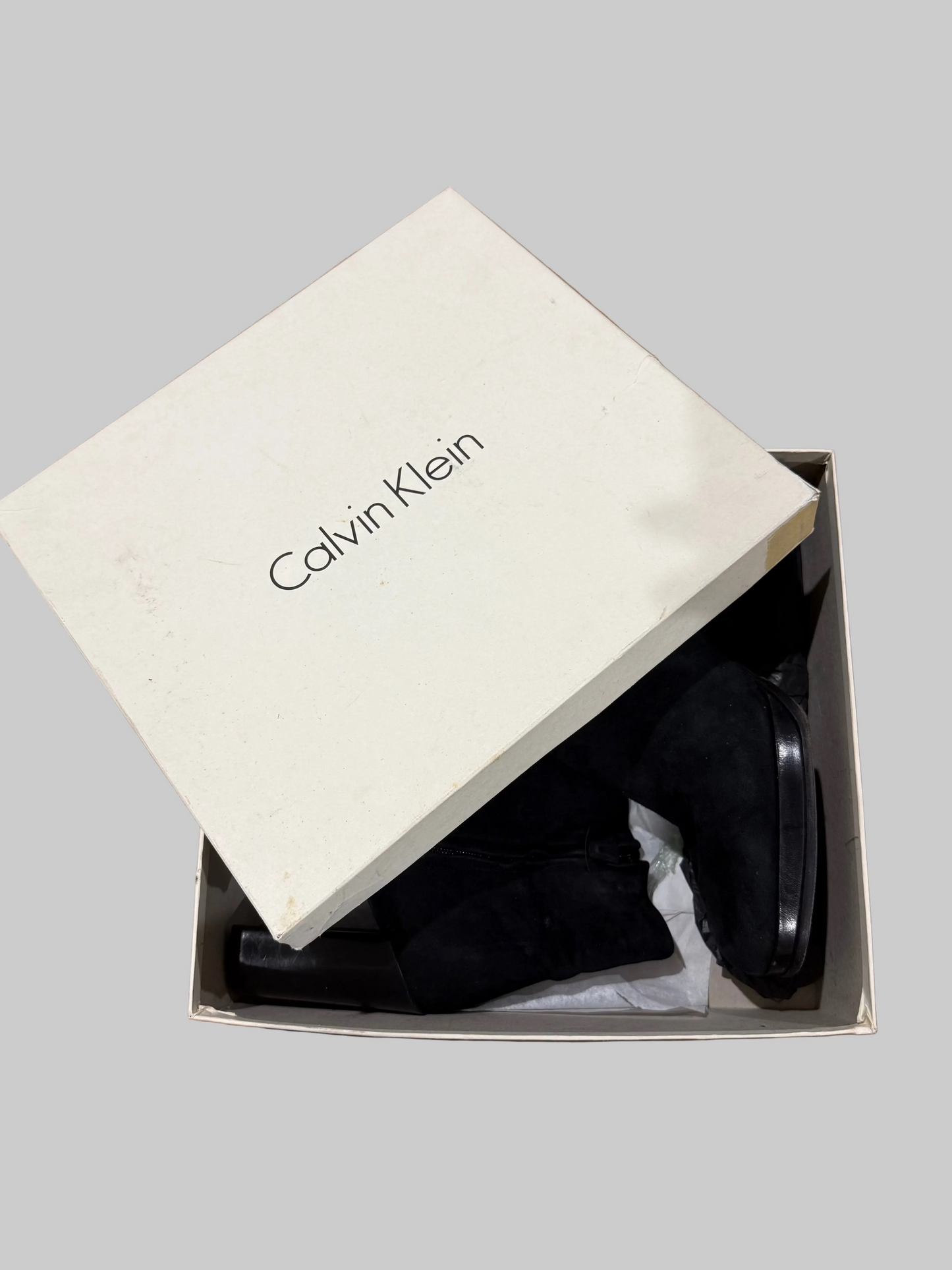 Calvin Klein Collection Suede Black Heeled Boots, 38.5