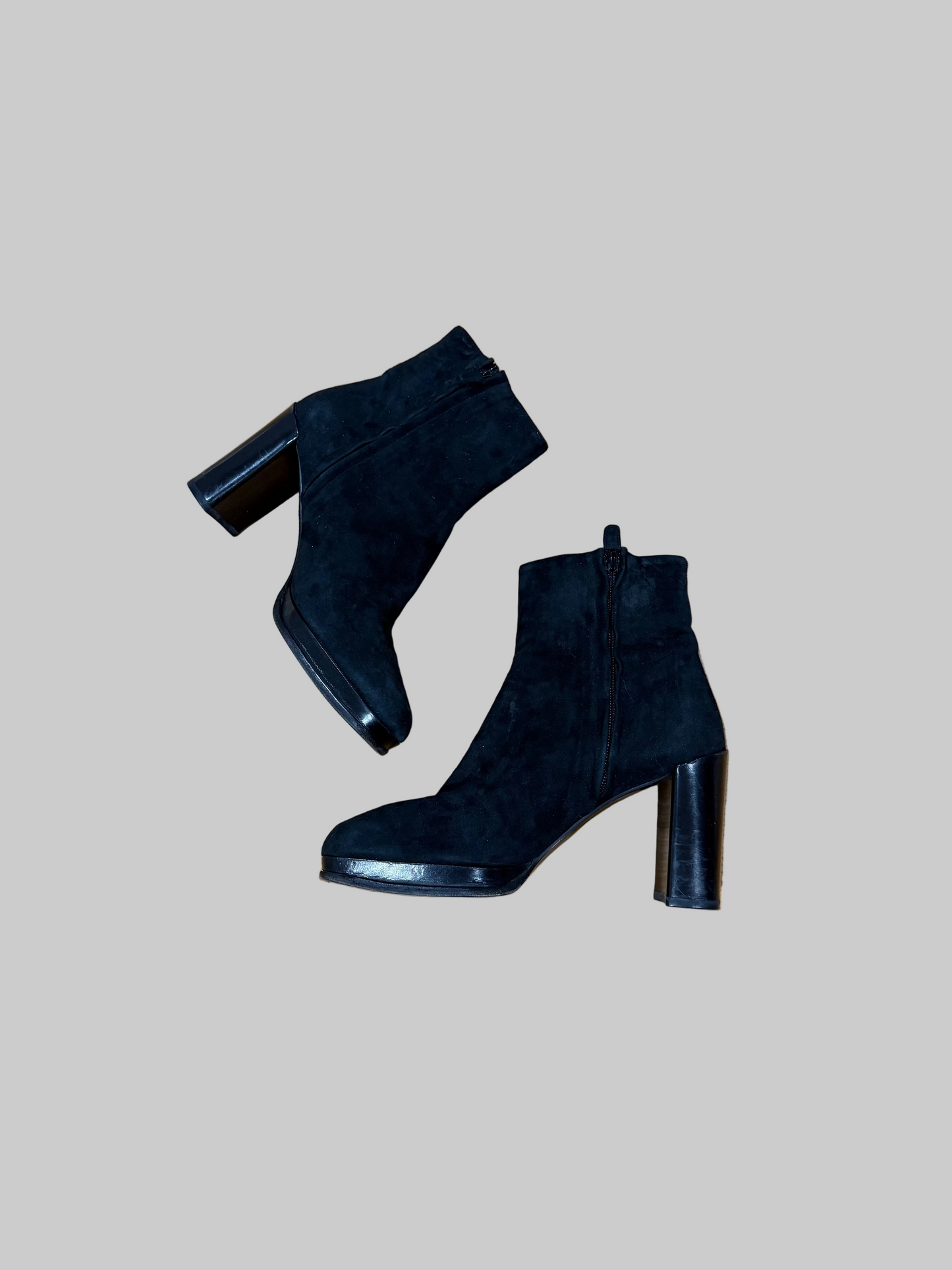 Calvin Klein Collection Suede Black Heeled Boots, 38.5