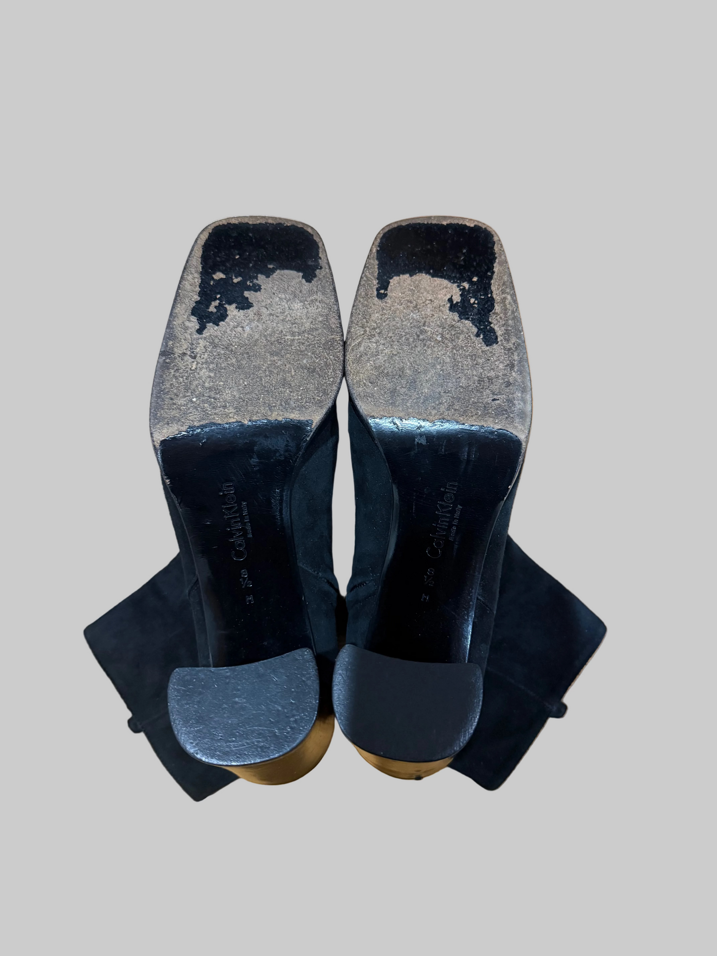 Calvin Klein Collection Suede Black Heeled Boots, 38.5