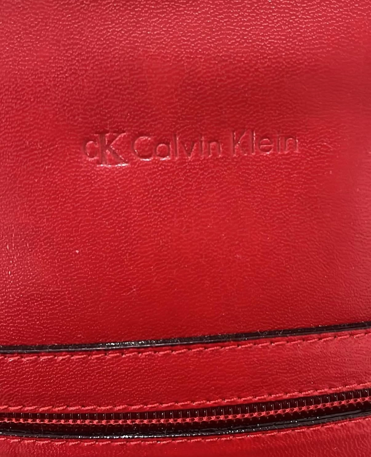CK Calvin Klein Red Leather Tote, Made in Italy, c. mid 1990s