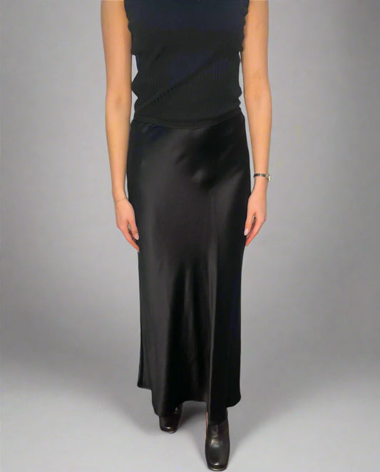 Calvin Klein Collection 100% Silk Black Slip Skirt