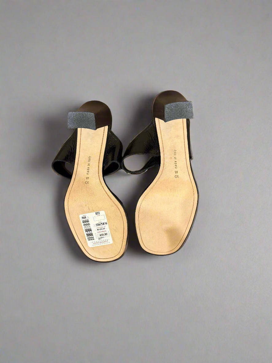 CK Calvin Klein Black Leather Heeled Sandals