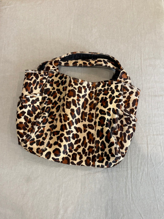Vintage Leopard Print Shoulder Bag, made in USA