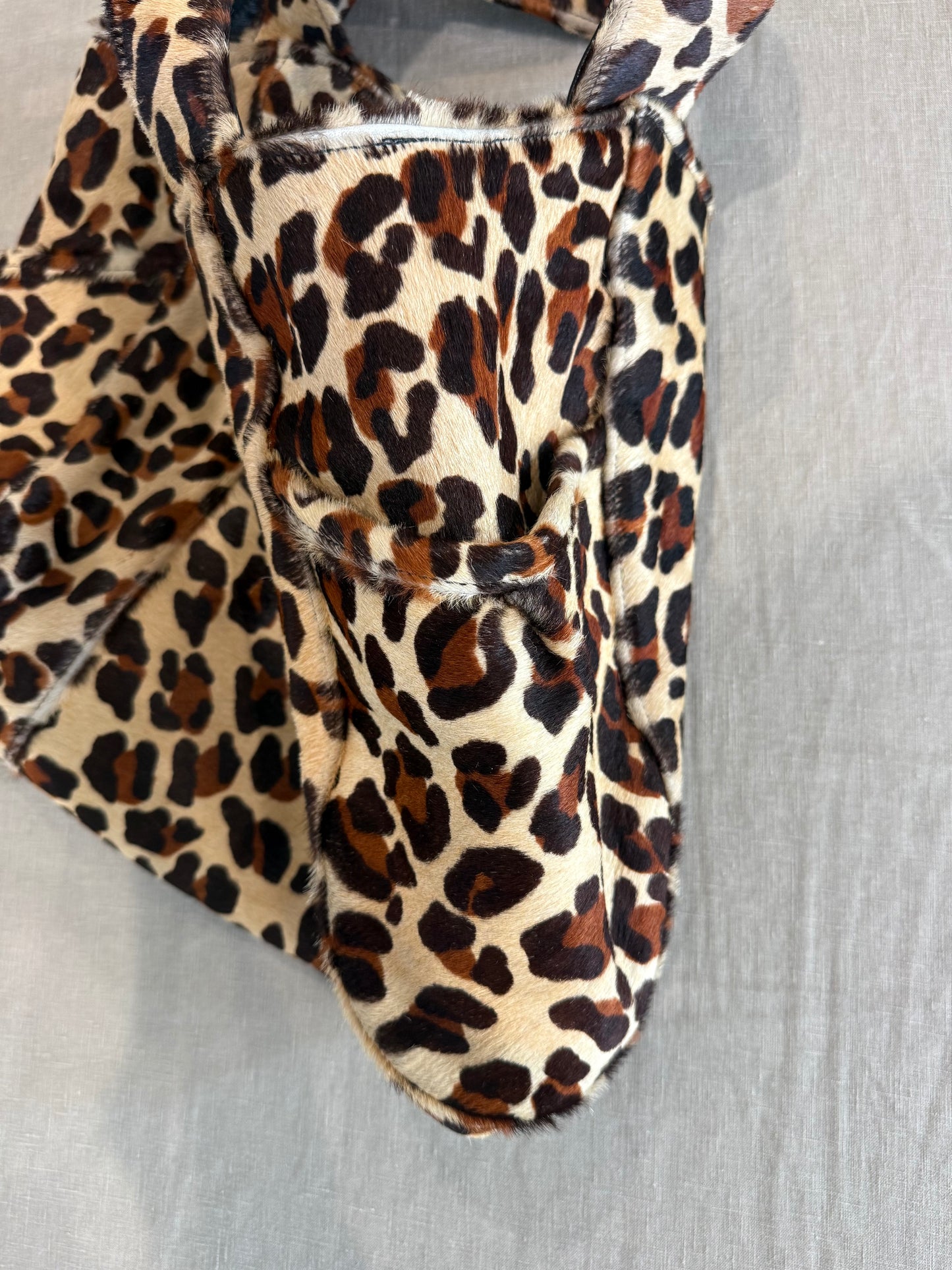 Vintage Leopard Print Shoulder Bag, made in USA