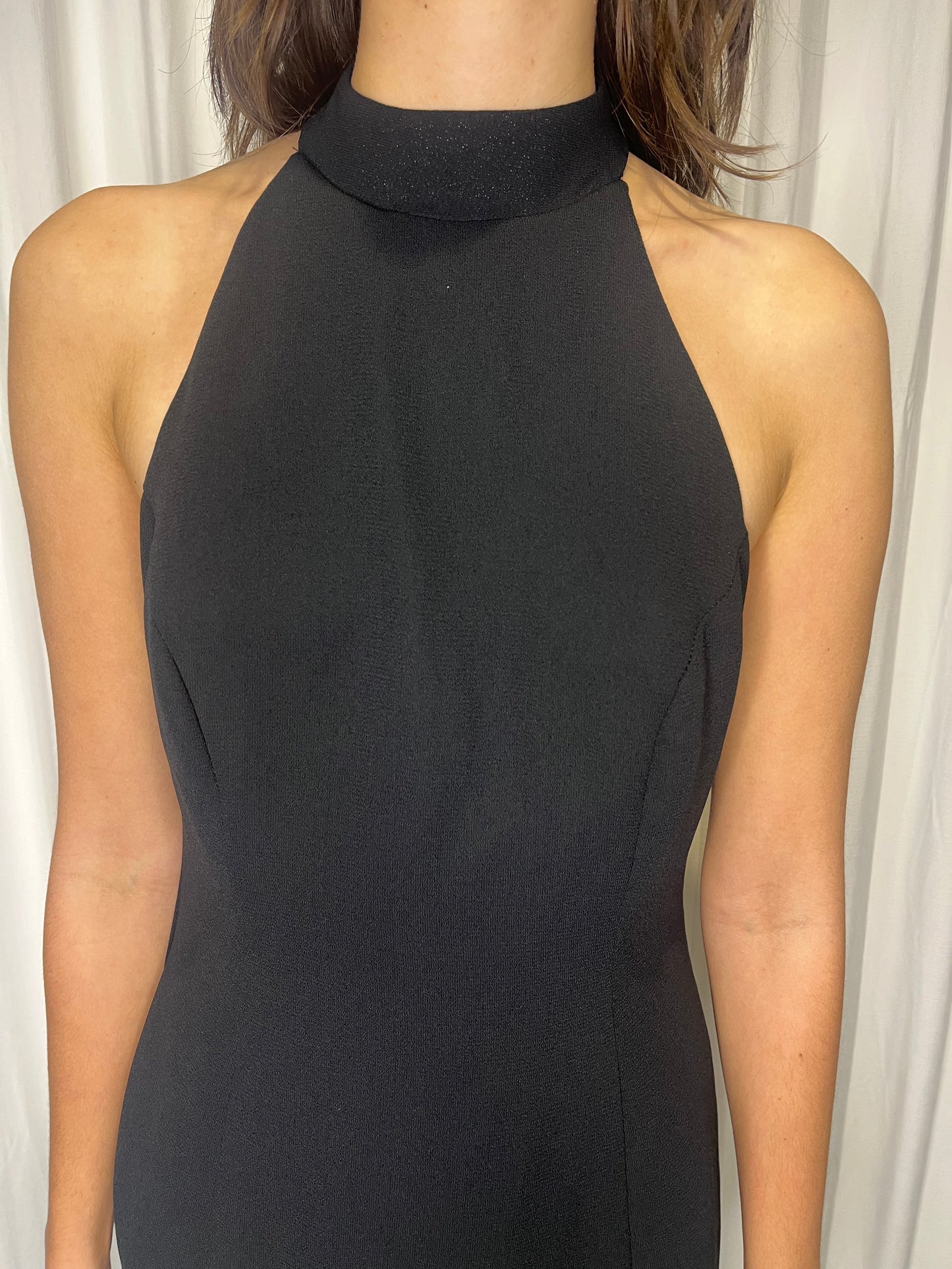 90s Red Door Black Halterneck Dress