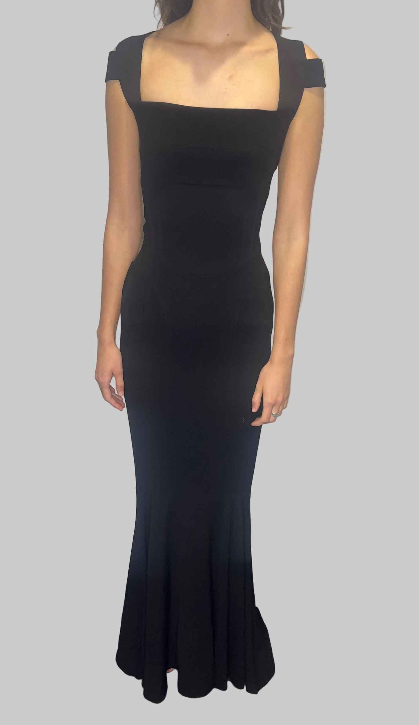 Narciso Rodriguez Stretch-Silk Crepe Open-Back Gown Black, XS