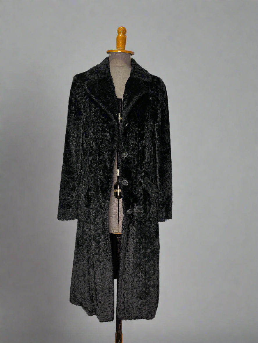 Anna Sui Faux Fur Black Coat, Made in Italy