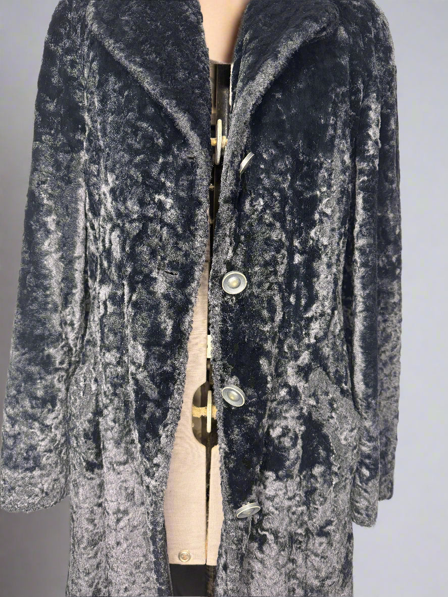 Anna Sui Faux Fur Black Coat, Made in Italy