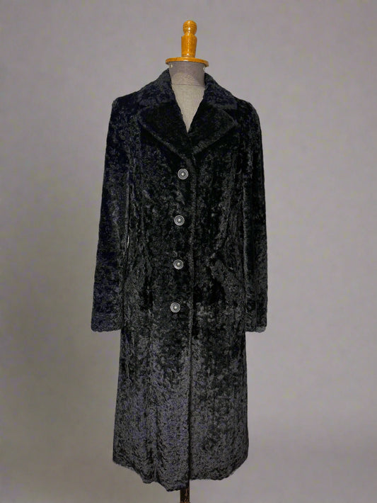 Anna Sui Faux Fur Black Coat, Made in Italy