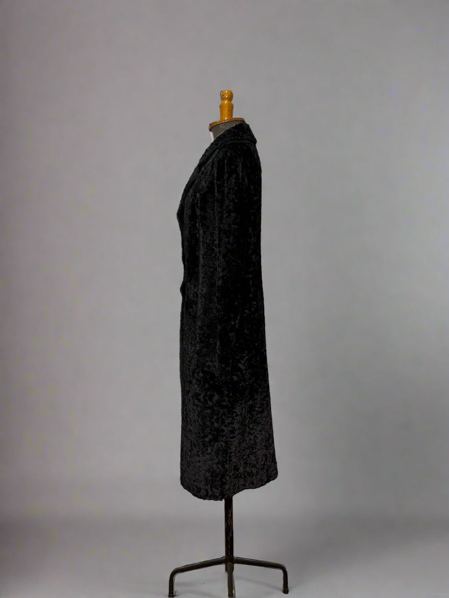 Anna Sui Faux Fur Black Coat, Made in Italy