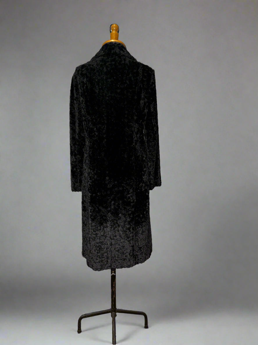 Anna Sui Faux Fur Black Coat, Made in Italy