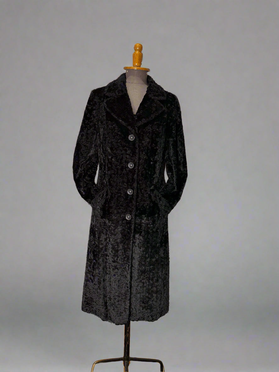 Anna Sui Faux Fur Black Coat, Made in Italy