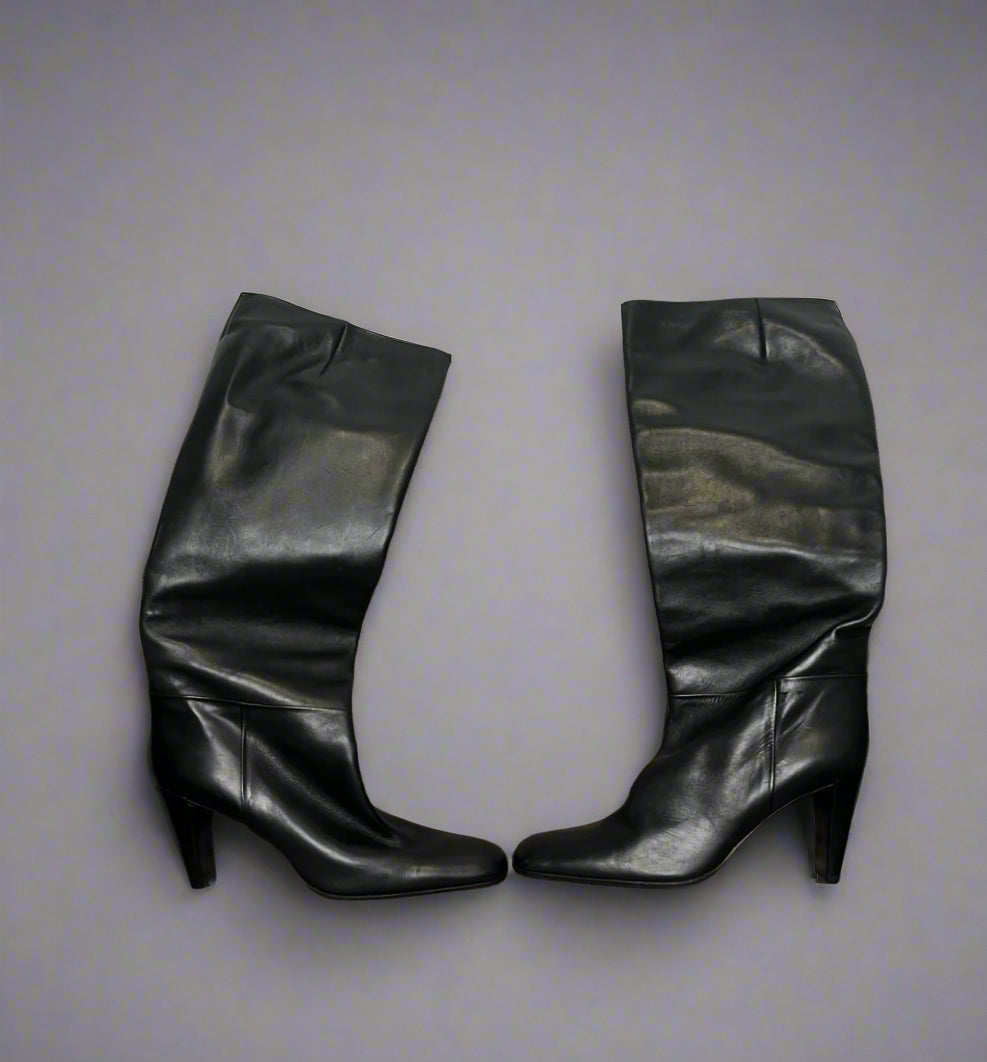 Calvin Klein Collection F/W 2000 Black Leather Tall Boots, 39.5